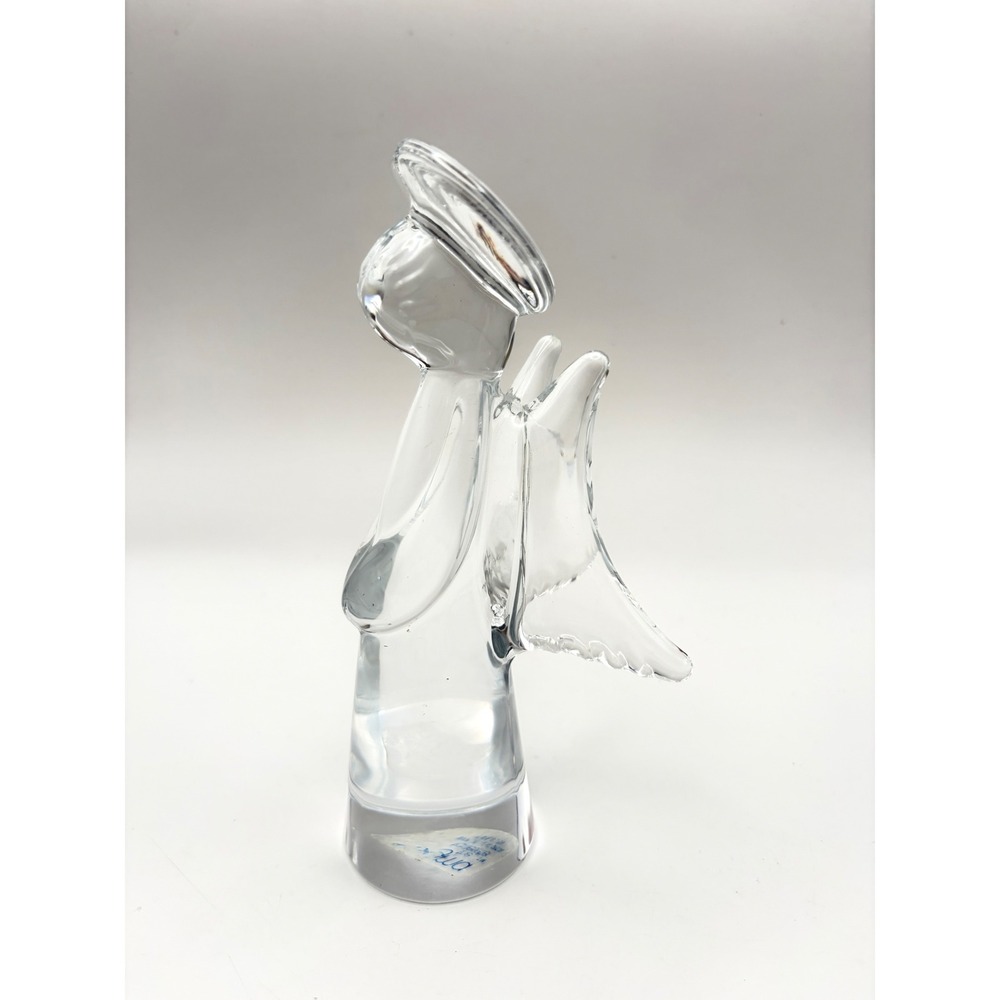 Vintage Sigma Crystal Angel Figurine Sculpted Clear Glass Halo Christmas Decor
